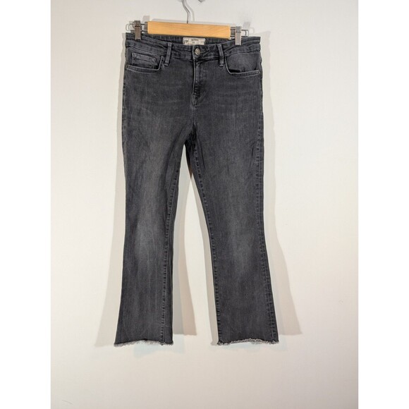 Free People Jeans Women Sz 27 Grey Cropped Straight Leg Mid Rise Denim Pants - Picture 1 of 8